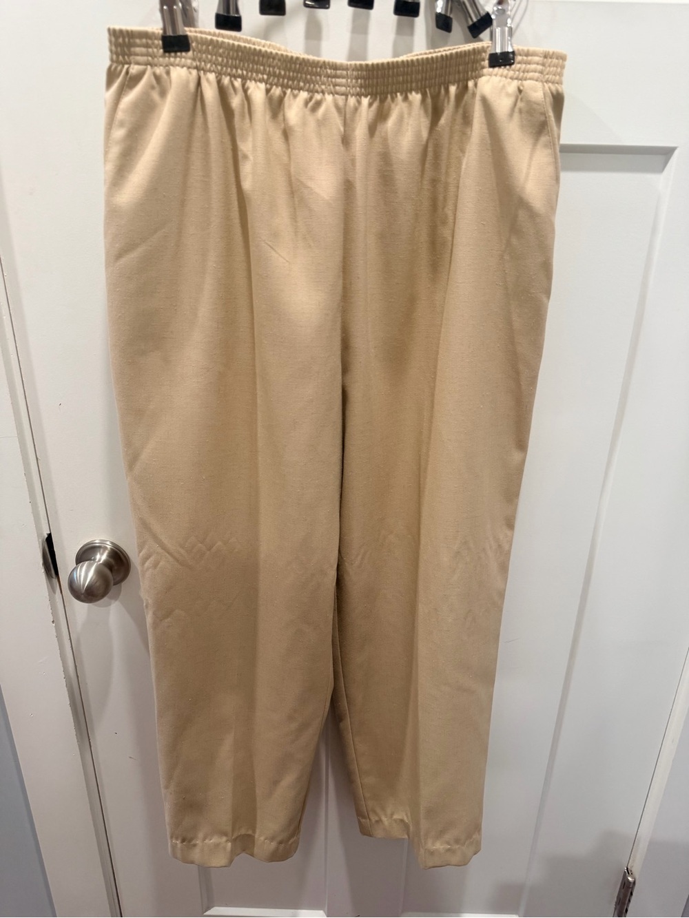 Alfred Dunner 16 Beige Linen Blend Pull On Pants Elastic Waist Casual Career